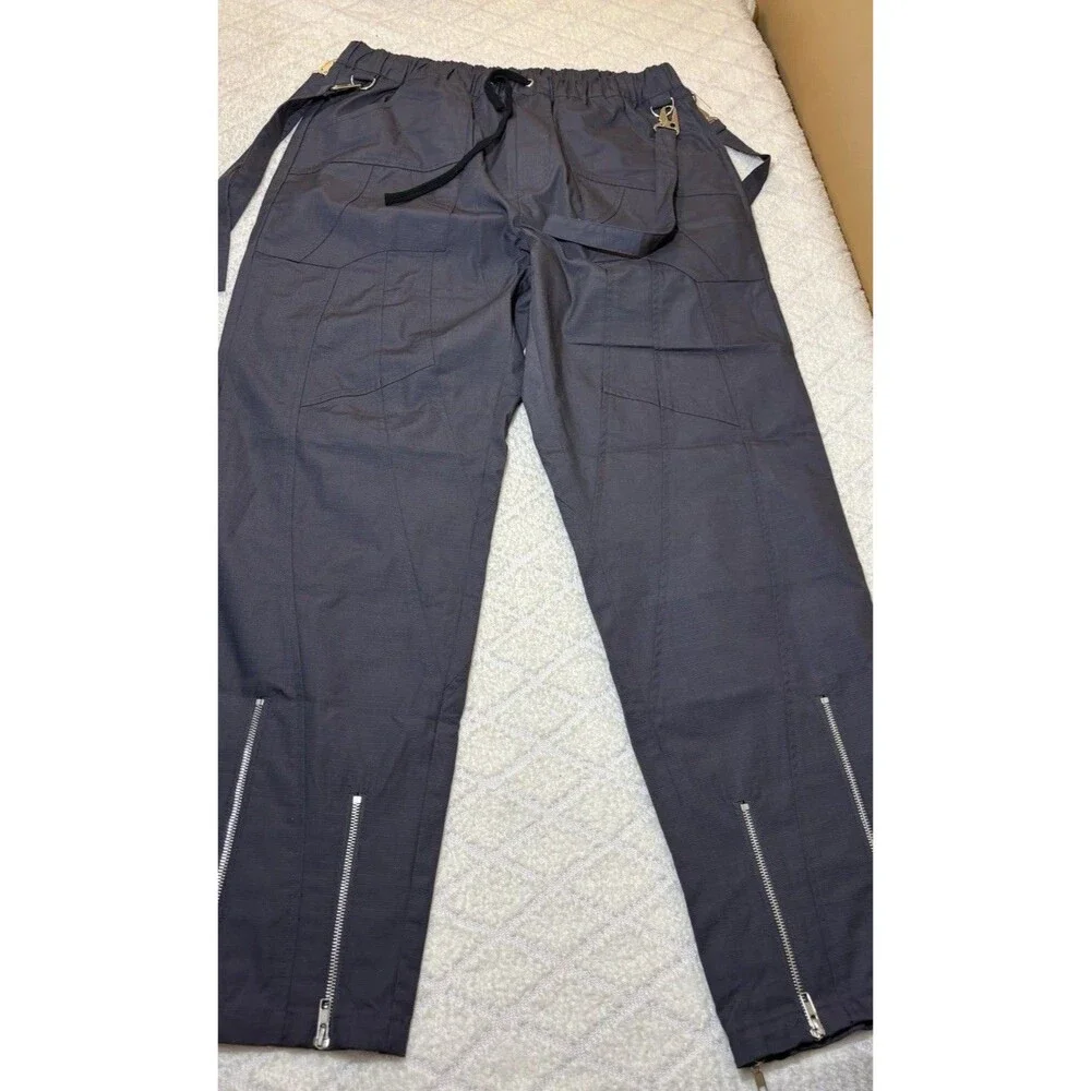 New Sui Generis Designer Grunge Streetwear Zippers Clips Windbreaker Pants Large
